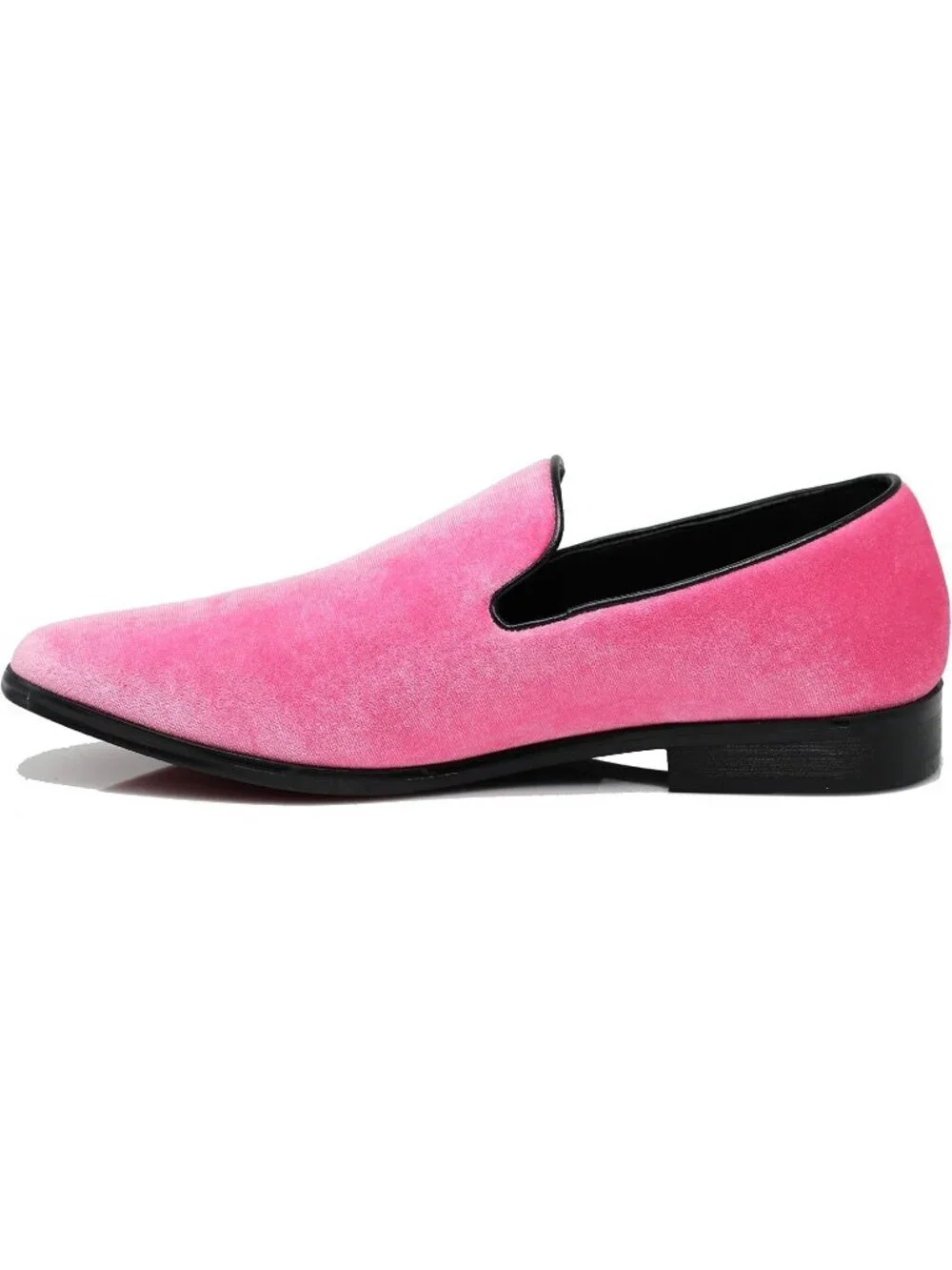 Men's Plain Pink Vintage Velvet Loafers Slip On Classic Tuxedo Dress Shoes